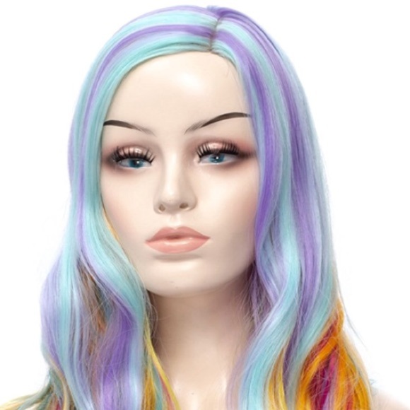 ?PASTEL RAINBOW ? MULTICOLOR COSPLAY CURLY WIG? main image 5